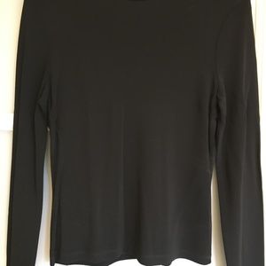 Vintage CALVIN KLEIN Long Sleeve Black Top with Velvet Collar Trim; Size: Small
